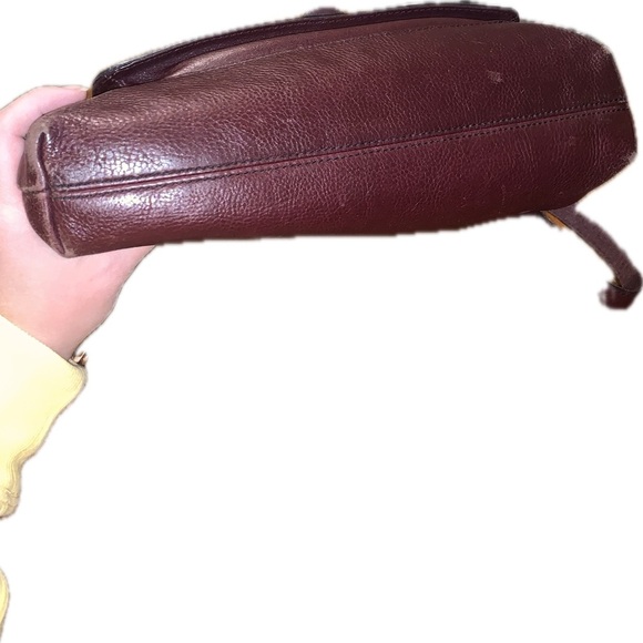 Fossil Kinley Leather Crossbody Pebbled Suede Flap Messenger Bag w Key Burgundy - Picture 5 of 14
